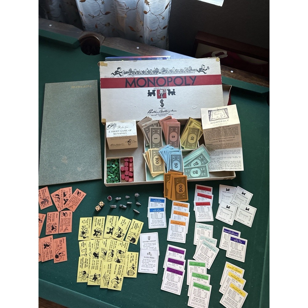Parker Brothers Monopoly Board Game Early 1960s Red Stripe Edition Complete